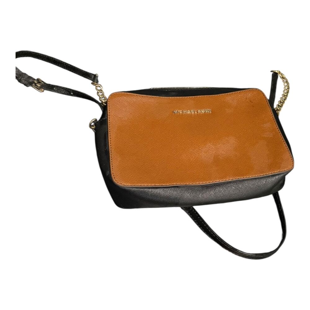 Michael Kors Jet Set Item East West Chain Crossbody Bag Jasmine Yellow/Brown - Picture 2 of 8